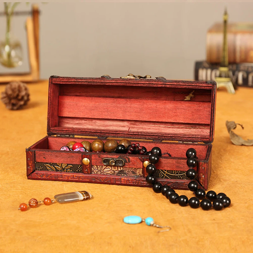 

Wooden Hair Stick Box Vintage Daffodil Pattern Storage Container For Jewelry Small Items Organizer Sturdy Eco-Friendly Desktop