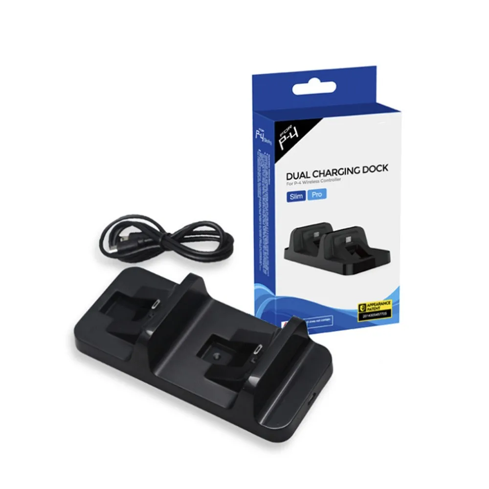 قاعدة شحن مزدوجة لوحدة التحكم مع كابل شحن USB متوافق/بديل لشاحن PlayStation 4/PS4 Slim/PS4 Pro