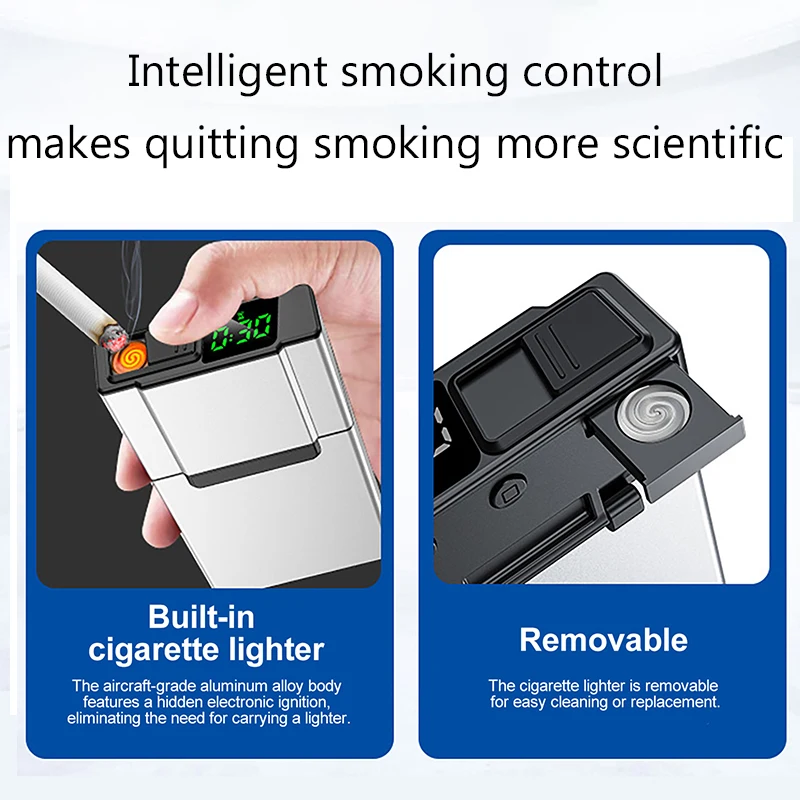 Creatieve Metalen Tijdslot Doos Voor Sigaret USB Zelfdiscipline Smart Tabak Case Met LED Display Aided Roken Stoppen