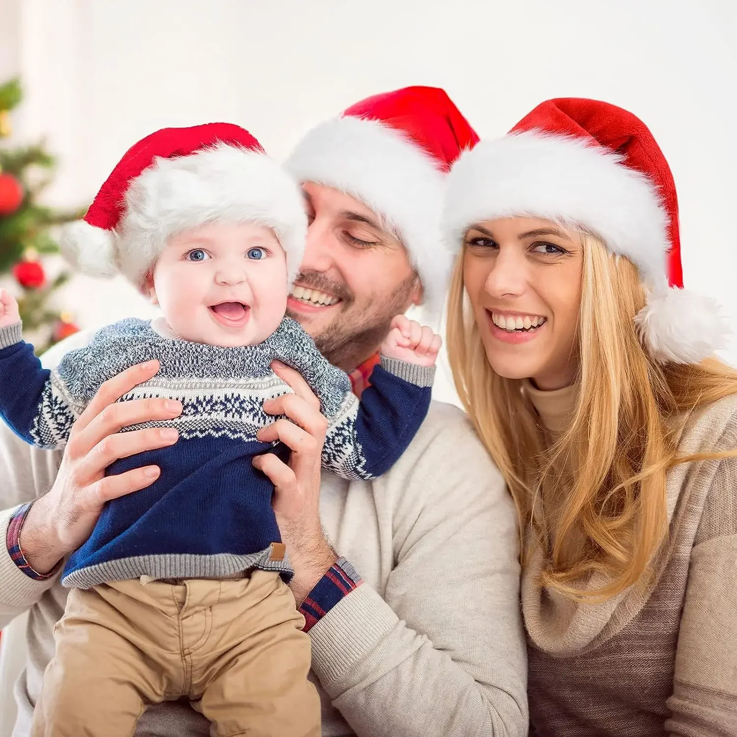 قبعة سانتا القطيفة لعيد الميلاد - قبعة حمراء للجنسين للبالغين والأطفال، لوازم تزيين حفلات عيد الميلاد والعام الجديد، قبعة هدايا احتفالية طويلة من القطيفة #6