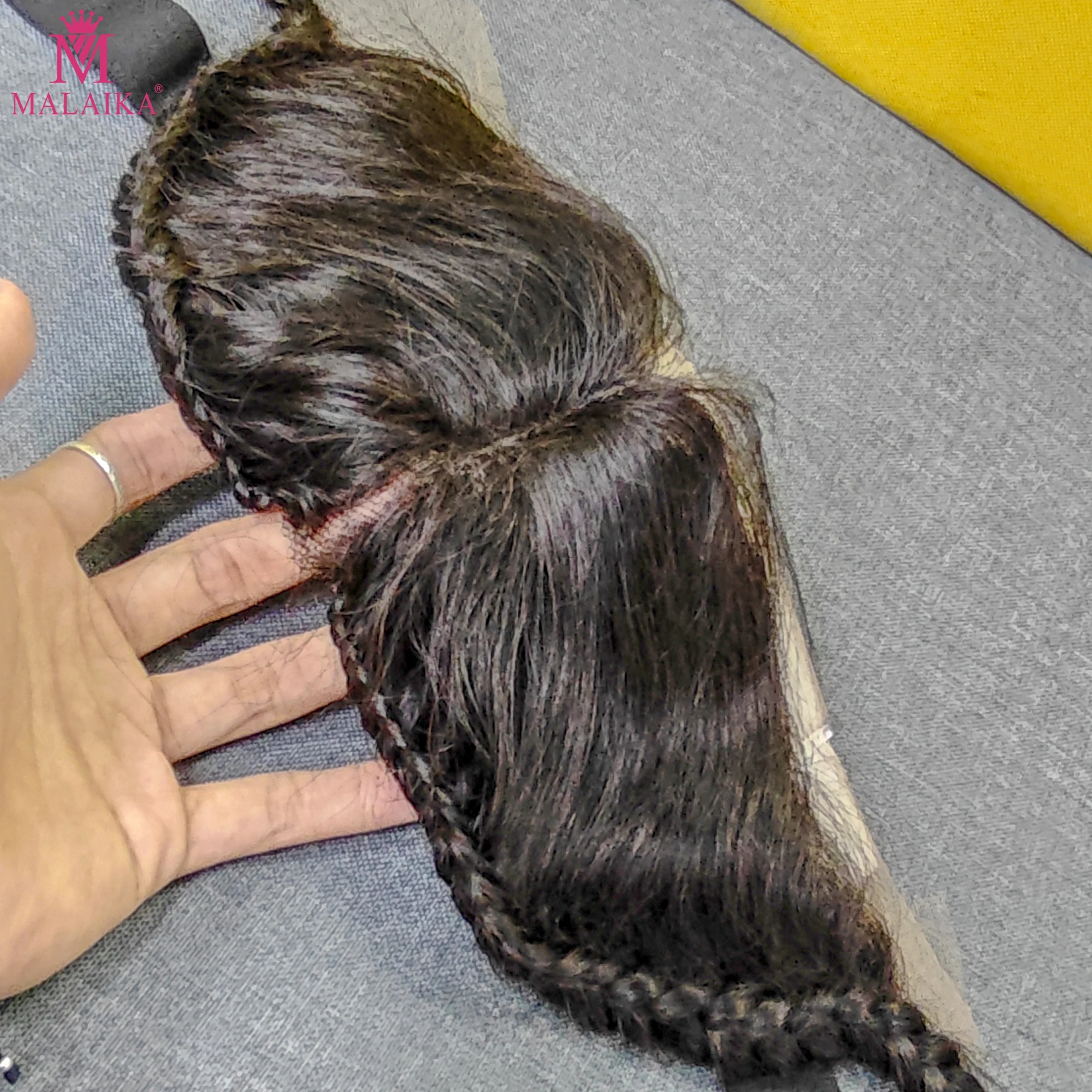 

Malaika 100% настоящие человеческие волосы, кружево спереди, только прозрачное кружево 13x4, 10 дюймов, натуральная линия роста волос, кусок человеческих волос