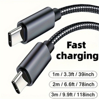 60W Quick Charger Type C To Type C 1M 2M 3M Cables PD Fast Charger Data Cable