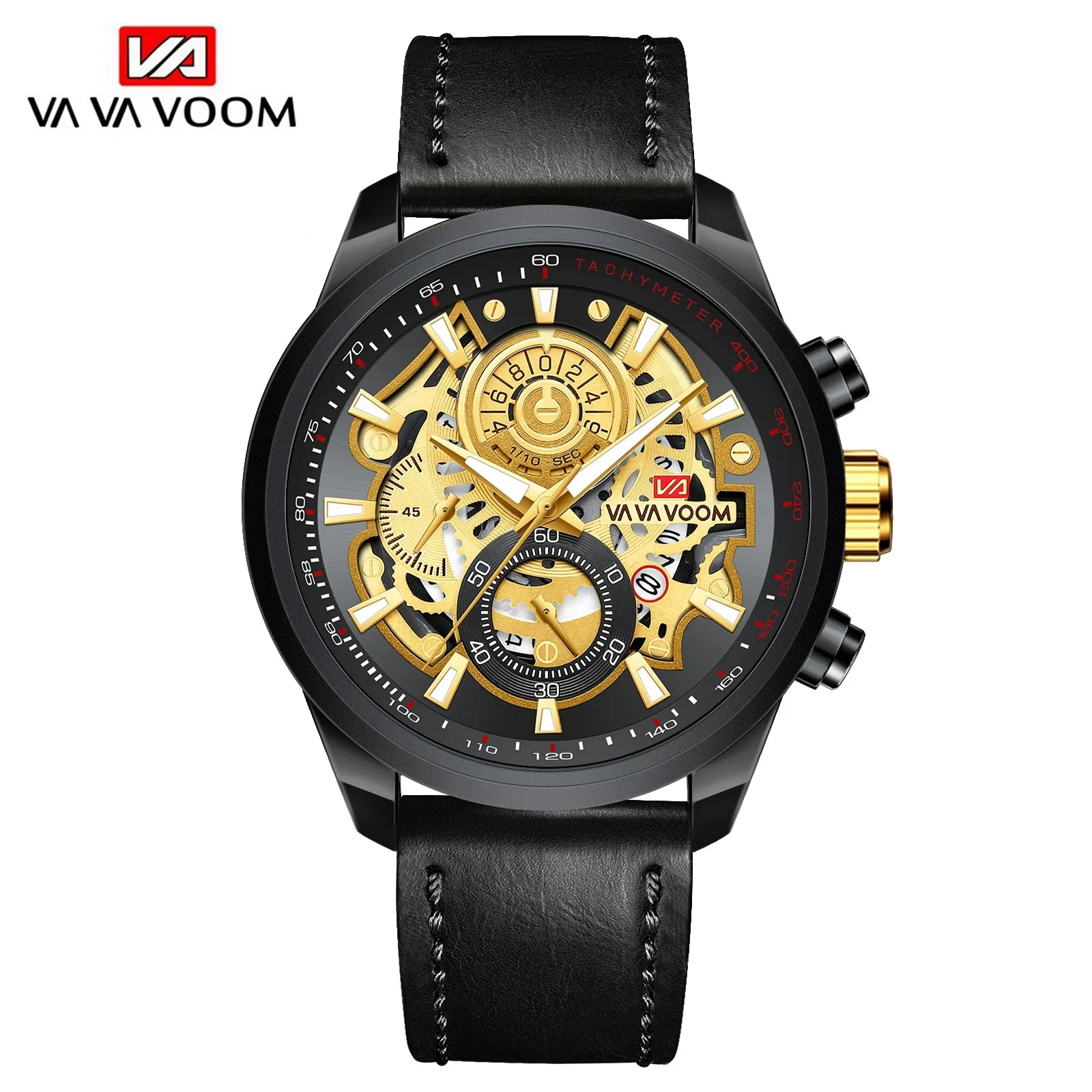 

Fashion VA VA VOOM Top Brand Men Watch Sports Leather Student Business Calendar Waterproof Quartz Wristwatches Relogio Masculino