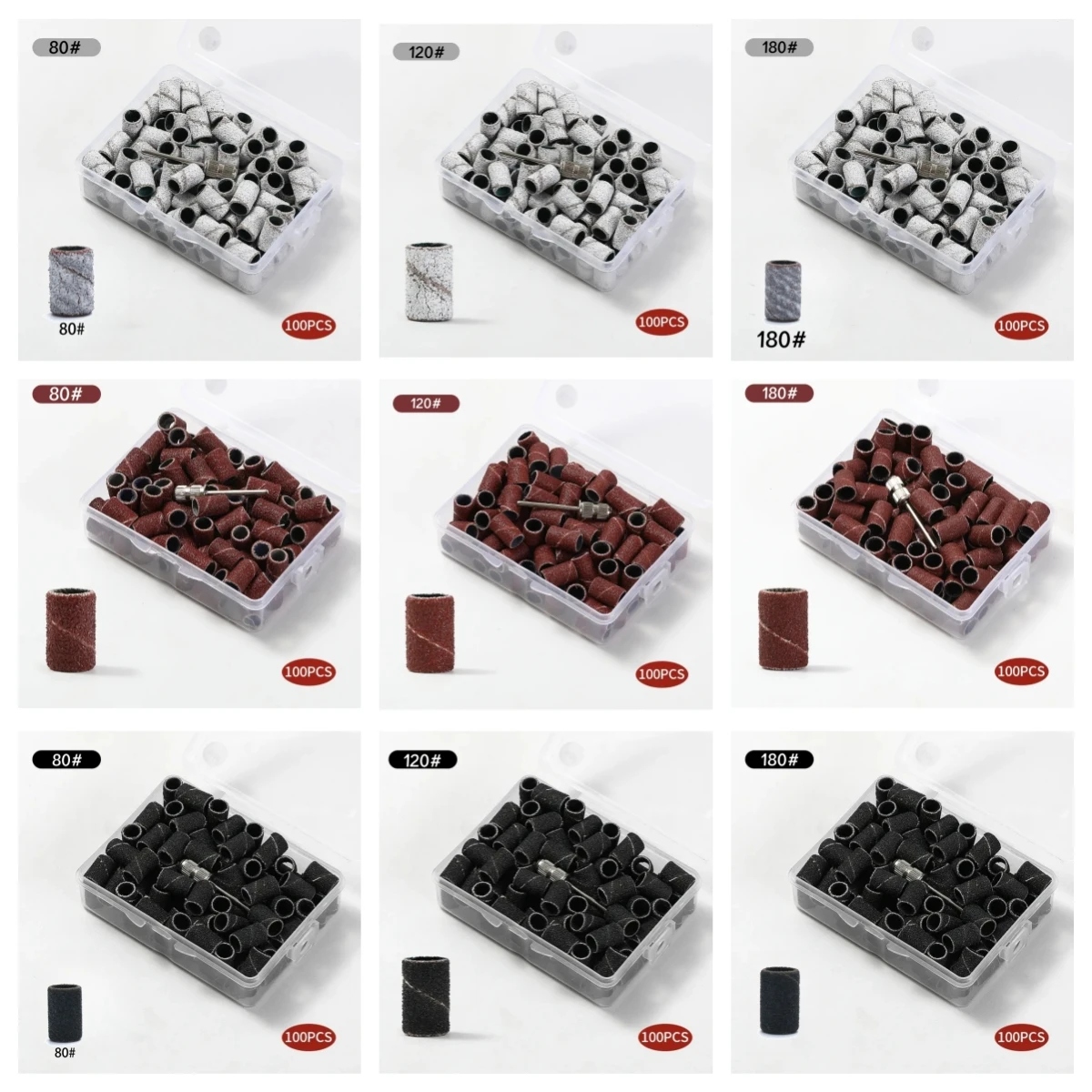 100Pcs Nail Sanding Bands And 1pc Nail Mandrel Set Zebra San