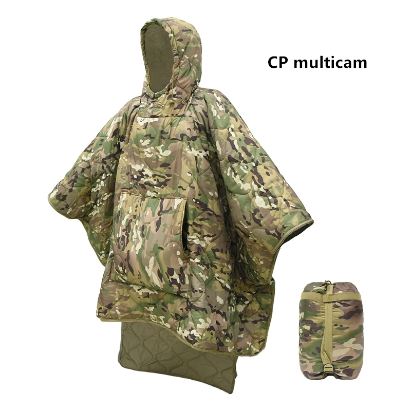 Waterproof Pncho Hunting Ghillie Suit Keep Warm Blanket Sleeping bag Tactical Airsoft Uniforms CP multicam Camping Equipment