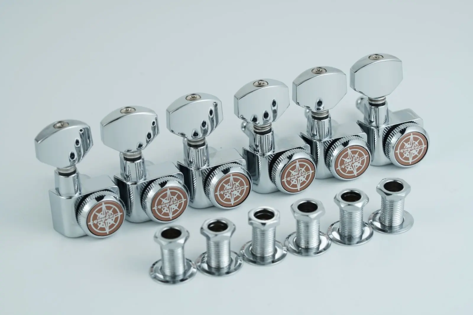 GUYKER 6R/6L Machine Heads no screws Locking Tuning Key Pegs Tuners Chrome