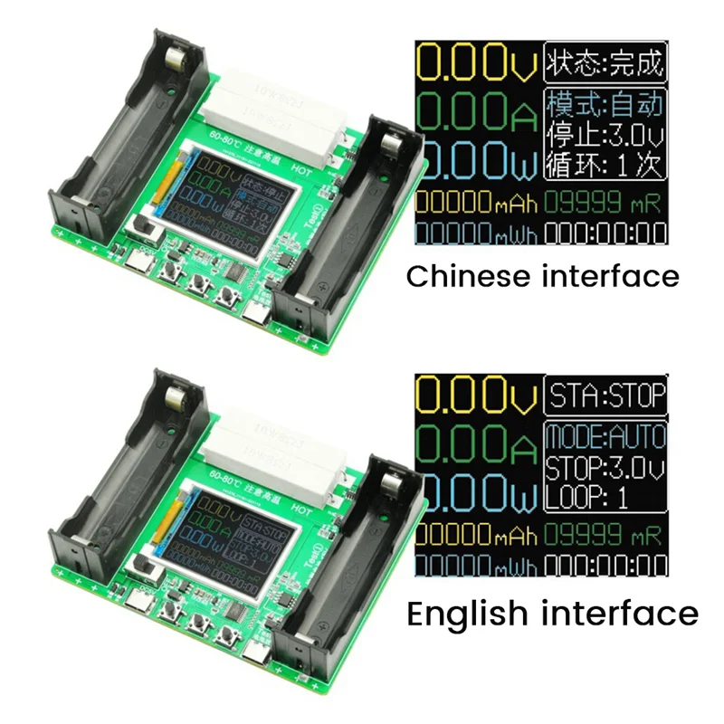 18650 Lithium Battery Capacity Tester Module MAh MWh Type C Digital Battery Power Detector Module 18650 Battery Tester