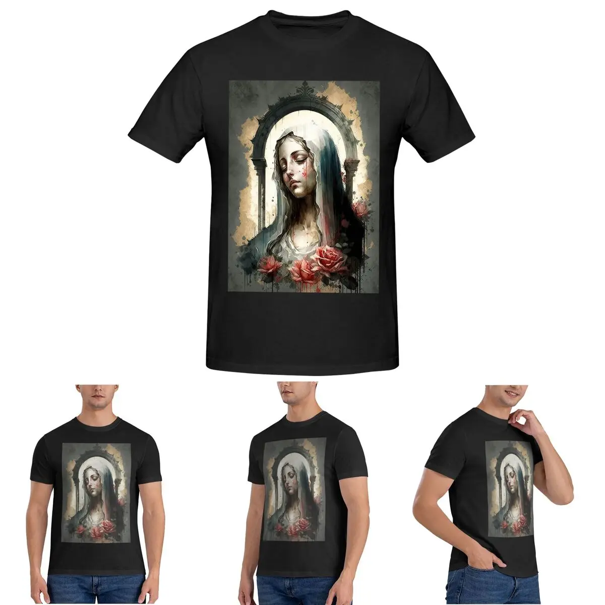 

Мужская футболка Девы Марии, католическая христианская мать-богиня 9, мужские футболки, короткие летние футболки с круглым вырезом, топы S-6XL