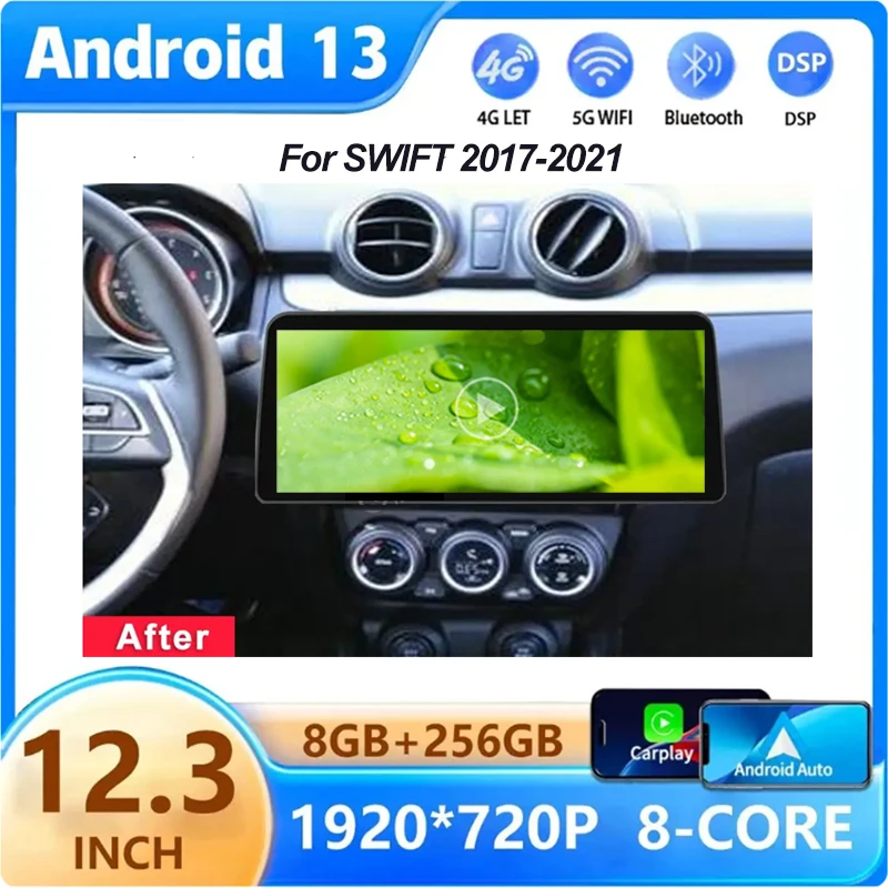 

12.3 inch Carplay Screen Android For Suzuki Swift 2017-2021 Car Radio Stereo Multimedia Player GPS Navigation Head Unit