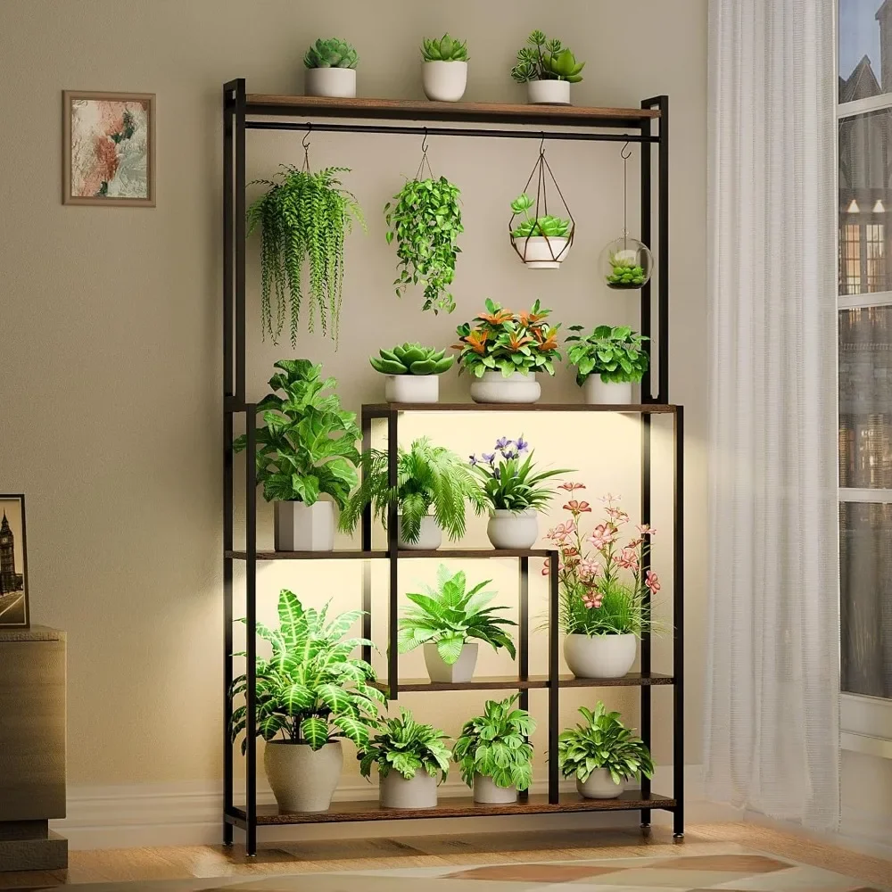 

Large Plant Stand Indoor with Grow Light , 5 Tiers 12 Pots Holder, 72" Tall Metal Plant Shelf, Heavy-Duty Rectangle Display Rack