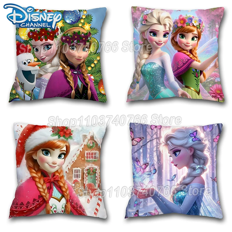 Frozen Cartoon Pillowcase Disney Elsa Princess Christmas Living Room Sofa Cushion Suite Room Home Decoration for Girls Kids