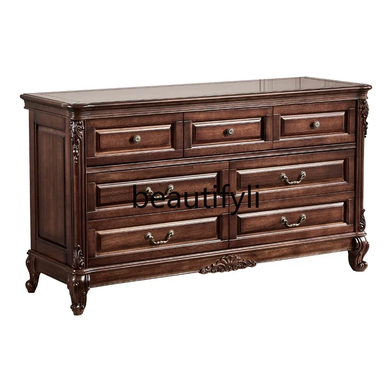 

American black walnut seven-chest cabinet solid wood bucket cabinet drawer locker simple beauty multi-function