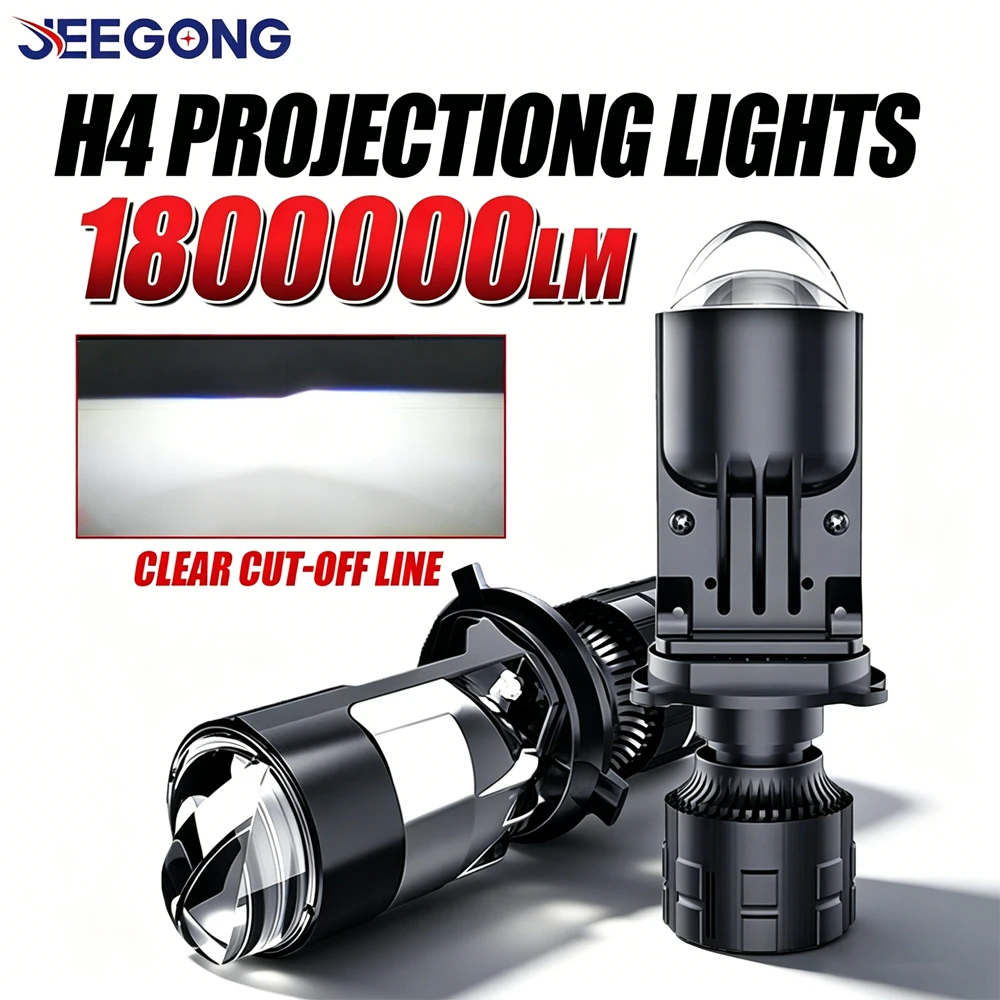 

H4 Bi LED Projector Lens 1800000LM Plug And Play CANBUS Car Bulb Dual High Low Beam 6500K Motorcycle Headlamp Focused Light 12V