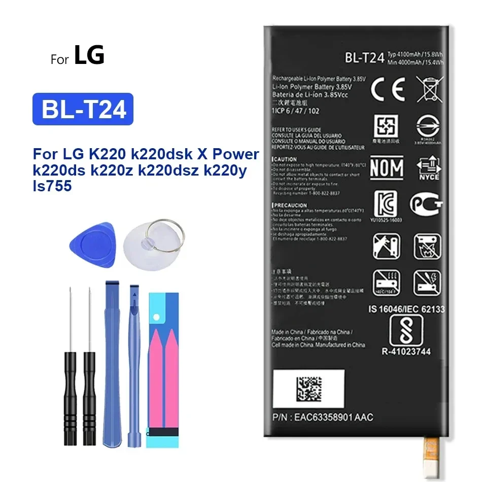 4100mAh BL-T24 Mobile Phone Battery For LG K220 K220dsk X Power K220ds K220z K220dsz K220y Ls755 Bateria + Free Tool