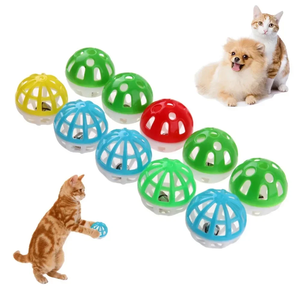 1/5PCS Plastic Cat Pet Sound Toy Cat Toys Hollow Out Round Pet Colorful Playing Ball Toys with Small Bell Ball Pet Products