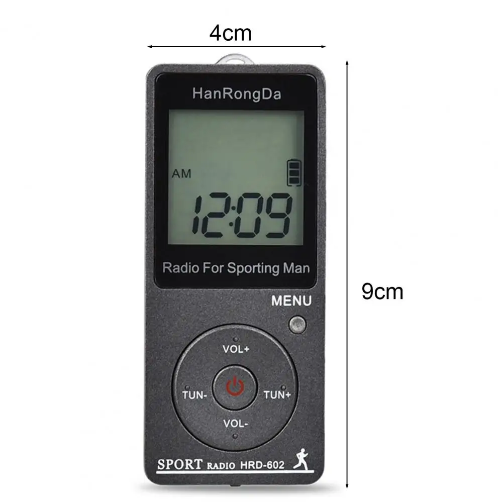 HRD-602 Mini Radio LCD Display FM/AM Reception Pocket Radio Rechargeable Battery Digital Radio Conference Receiver for Hiking view 6
