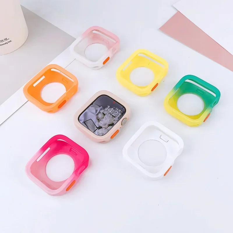 Protector de pantalla para Apple Watch, funda de 45mm, 41mm, 44MM, 40MM, 42mm, 38MM, cubierta de parachoques completa de TPU, accesorios Iwatch Series 9 8 7 SE 6 3