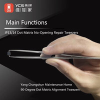 Dot Matrix Alignment Tweezers YCS 90° Bent Tip for iPhone 13/14 No Open Fix SMD Chip iC Holder Micro Soldering Repair Tool