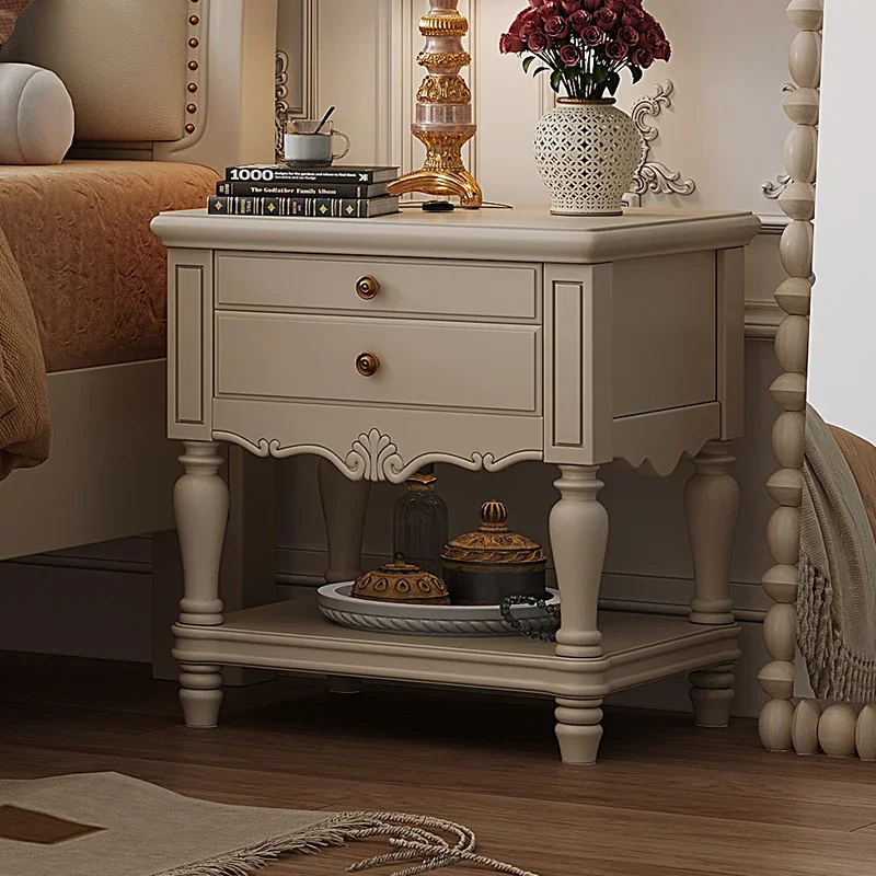 Meja samping tempat tidur kamar tidur utama Amerika gaya retro kemewahan ringan modern sederhana