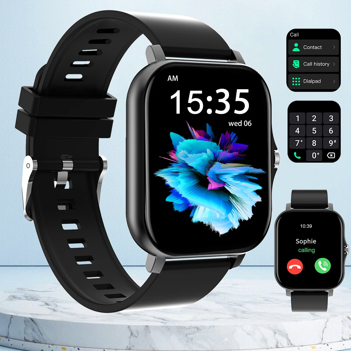 Smart watch with full touch screen, call, message reminder and other functions, compatible with iPhone/Android phones