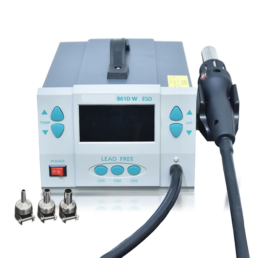 861DW Heat Gun LCD Display Dormant Storage Cyclone Direct Wind Conversion 1000W