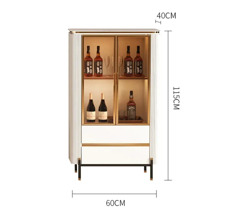 Custom Manufacturer Price Wine Curio Display Home Bar Wine Cellar Cabinet Whit Glod Side Buffet Sidebaord