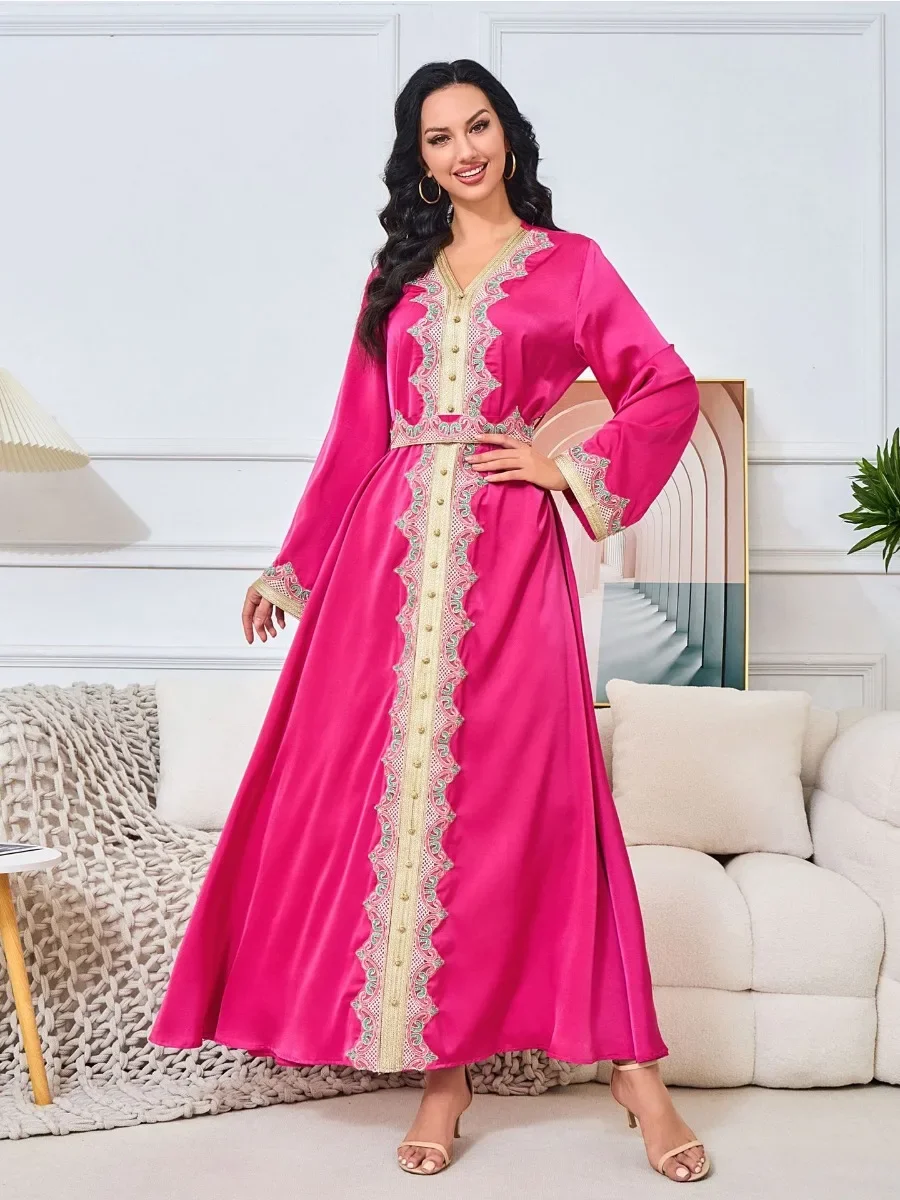 

Eid Muslim Party Dress for Women Jalabiya Abaya Ramadan Long Dresses Abayas Woman Embroidery Kimono Robe Caftan Vestidos 2024