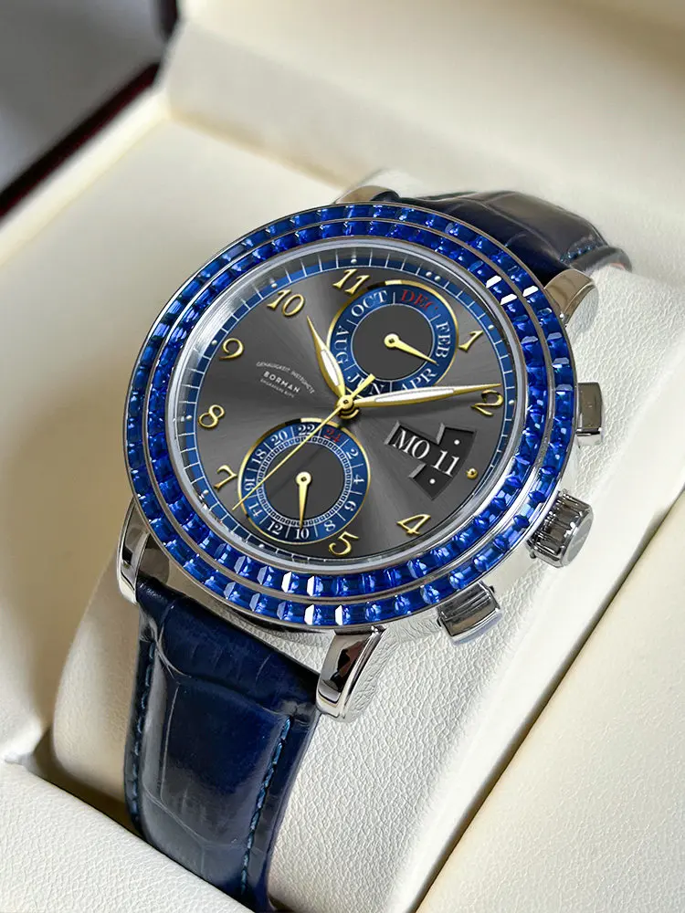 BORMAN Men's Mechanical Watch Luminous Multi-function Automatic Watch Men's Diamond-encrusted Trendy Business Watch