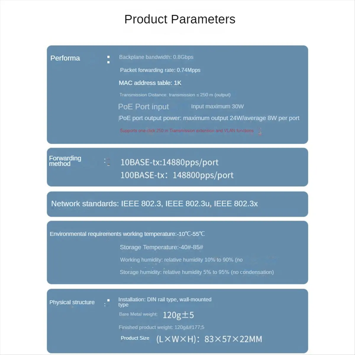 AT42 1 to 3 Port PoE Extender 10/100M Poe Repeater IEEE802.3Af for IP Transmission Extender for POE Switch NVR IP Camera