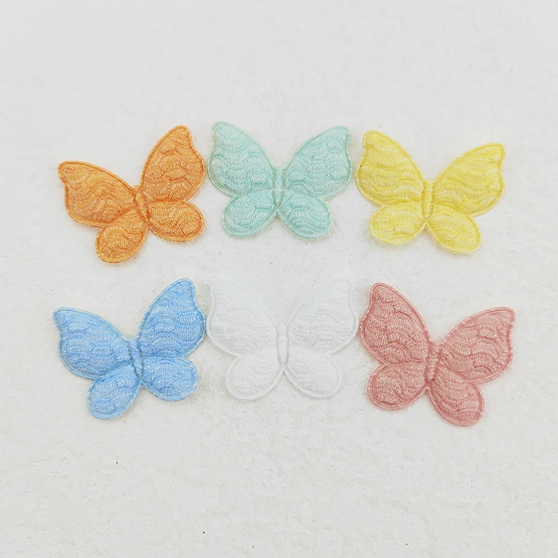 100 sztuk/partia 3.1*2.5CM motyl wyściełane aplikacje dla Craft ubrania akcesoria do szycia DIY akcesoria do włosów klip poprawki