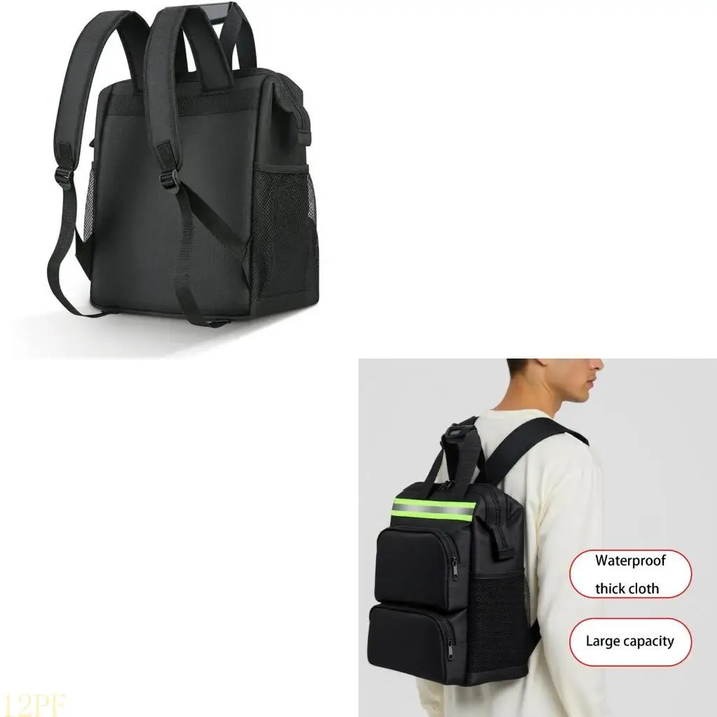 12PF Reflective Safety Tool Backpack with Ergonomic Design for Electricians and DIY