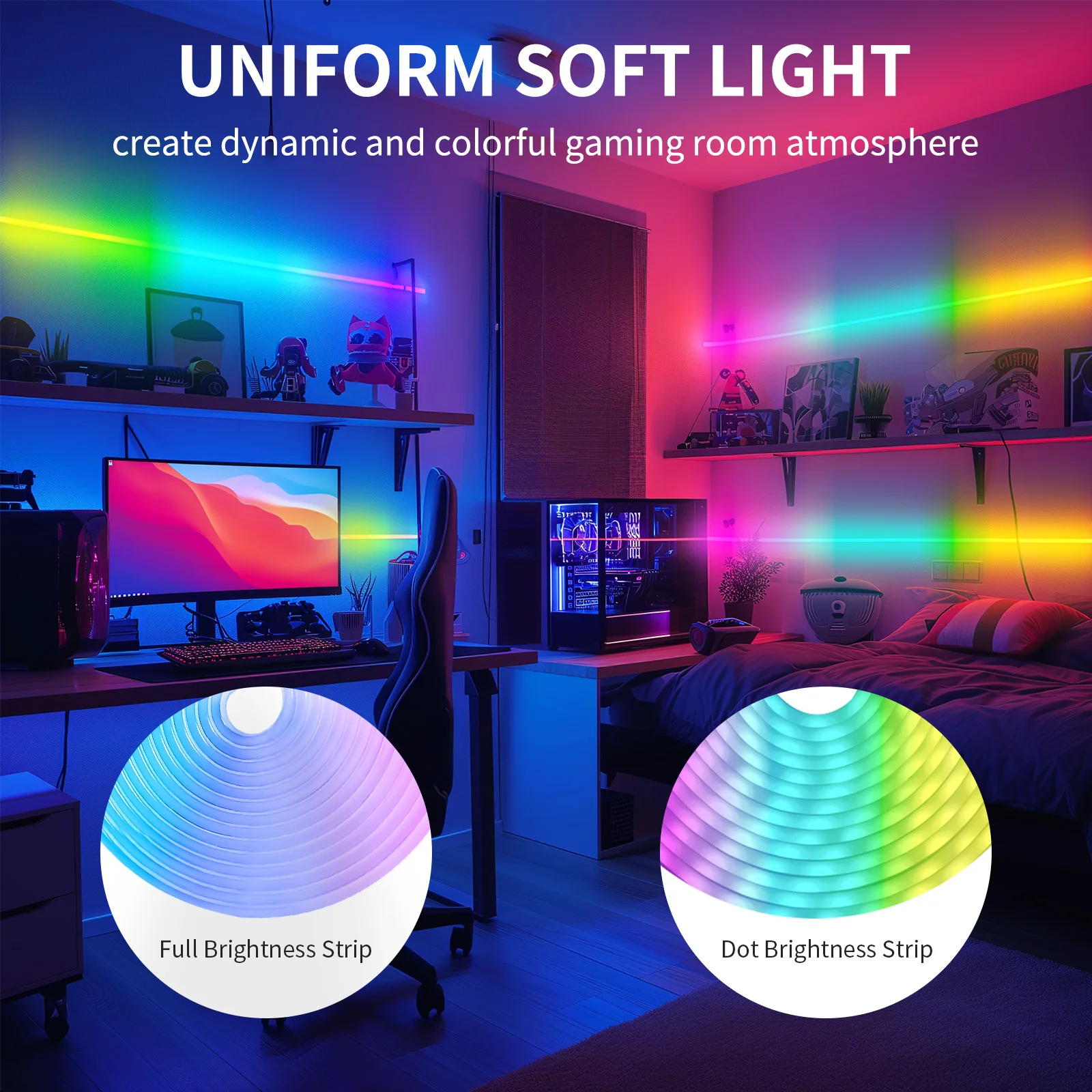 Lumières LED néon RGBIC, 8M 16M, 72 diodes/m, avec télécommande RF, Bluetooth, Flexible, étanche, synchronisation de la musique, Design de bricolage, lumières de décoration