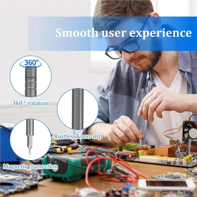 Precision Screwdriver Set Magnetic Precision Screwdriver with 360° Rotating Cover Screwdriver Set Small for Mobile Phones Laptop