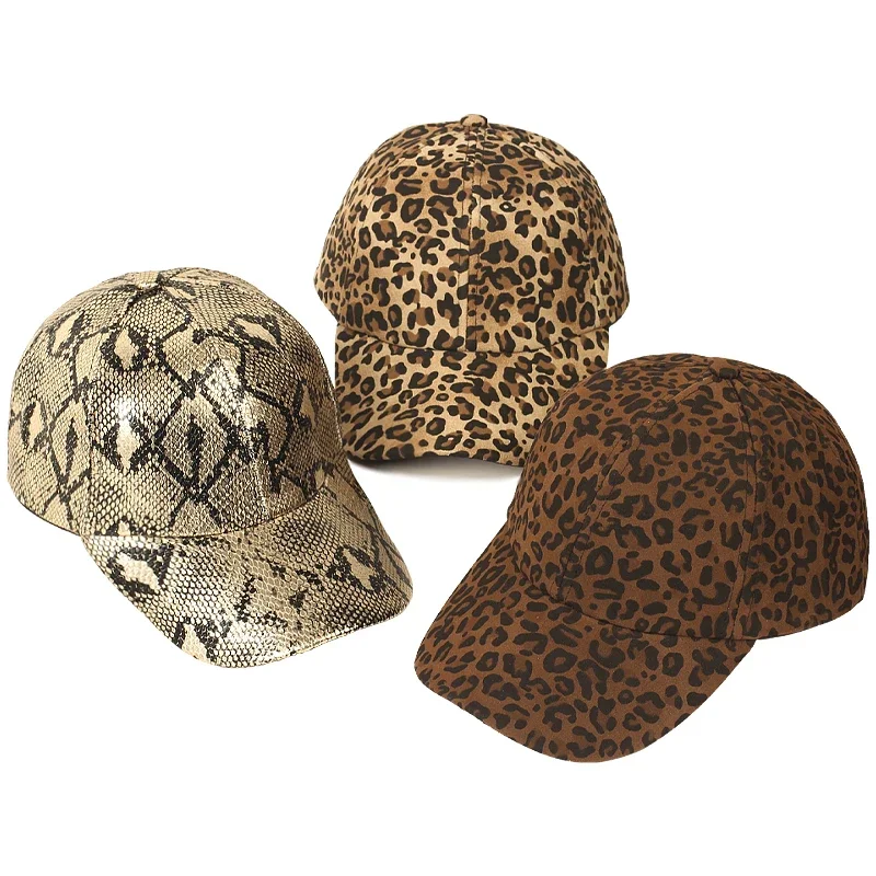 Luxury Men Women High Quality Snake Skin Print Leather Dad Baseball Cap Adjustable Classic Sport Leopard Print Outdoor Bone Hat