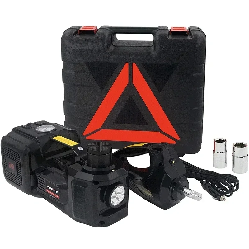 12V 3 in 1 Electric Car Jack Kit 5Ton Electric Hydraulic Jack With Impact Wrench Compressor LED Light Portable Lift Tool For Car