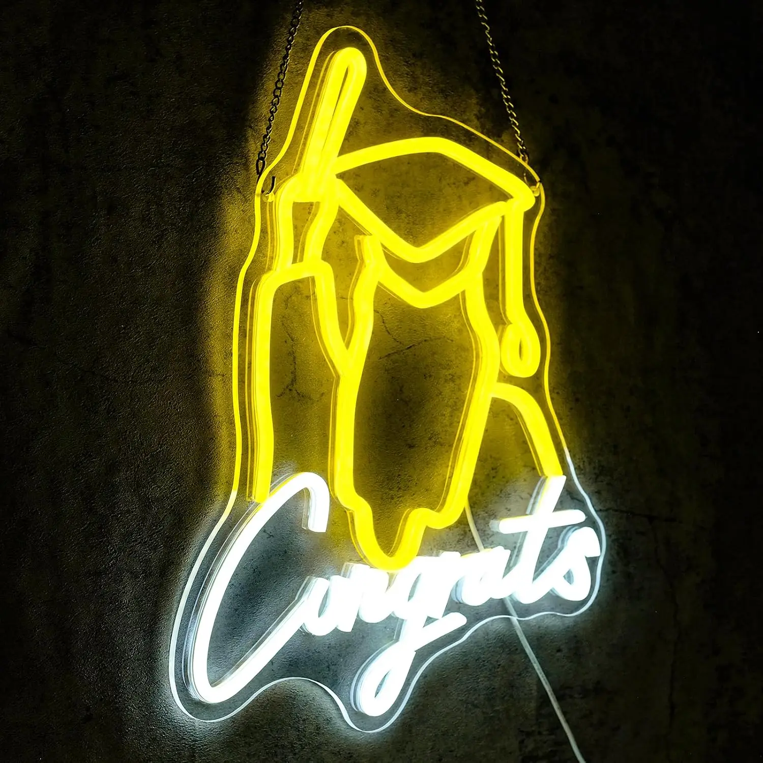 Congrats Neon Sign Graduation Cap LED Neon Light for Classroom  High School Grad Party Ceremony Wall Decor Gifts USB Powered