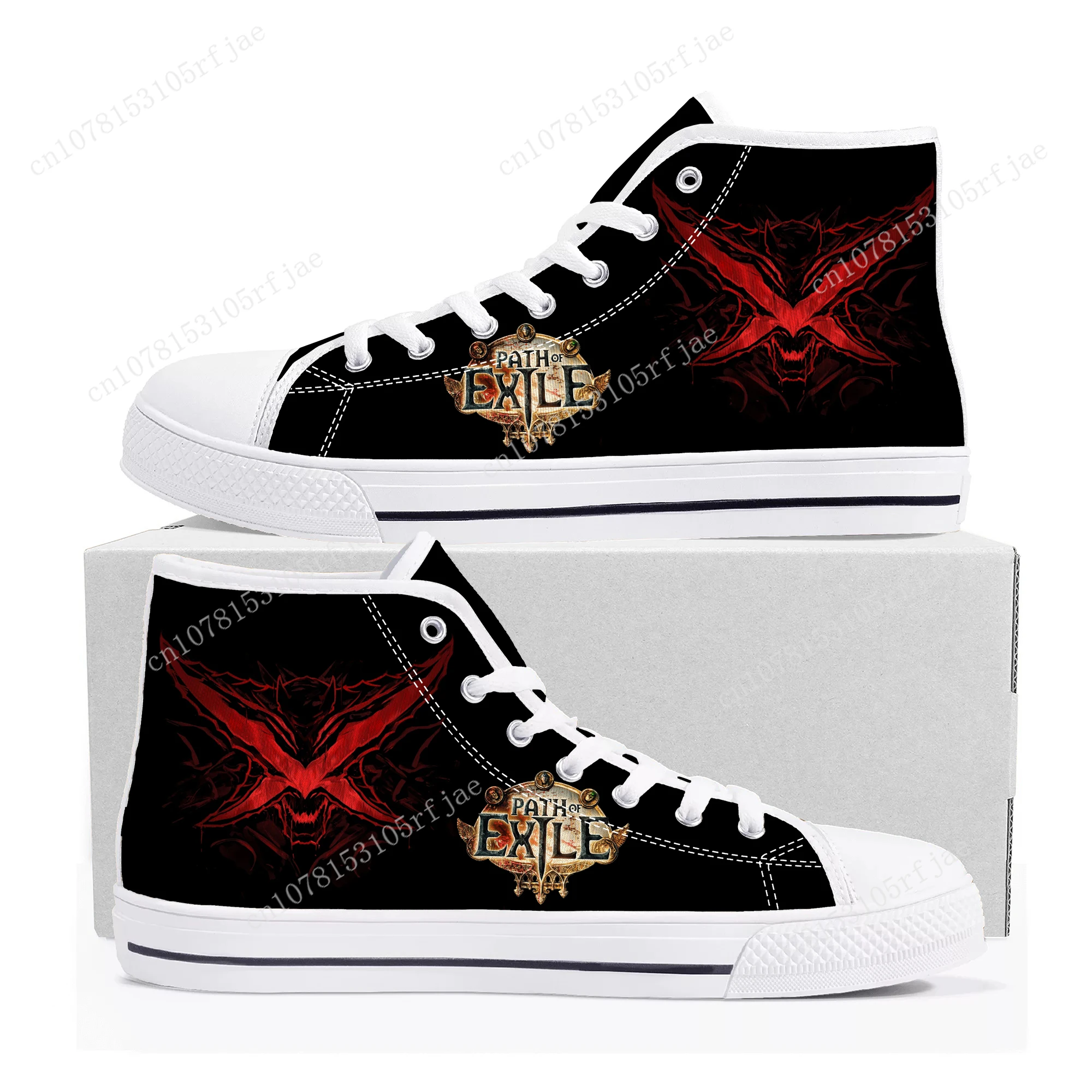 

Path of Exile High Top Sneakers Cartoon Game Mens Womens Teenager High Quality Fashion Canvas Shoes Casual Tailor Made Sneaker