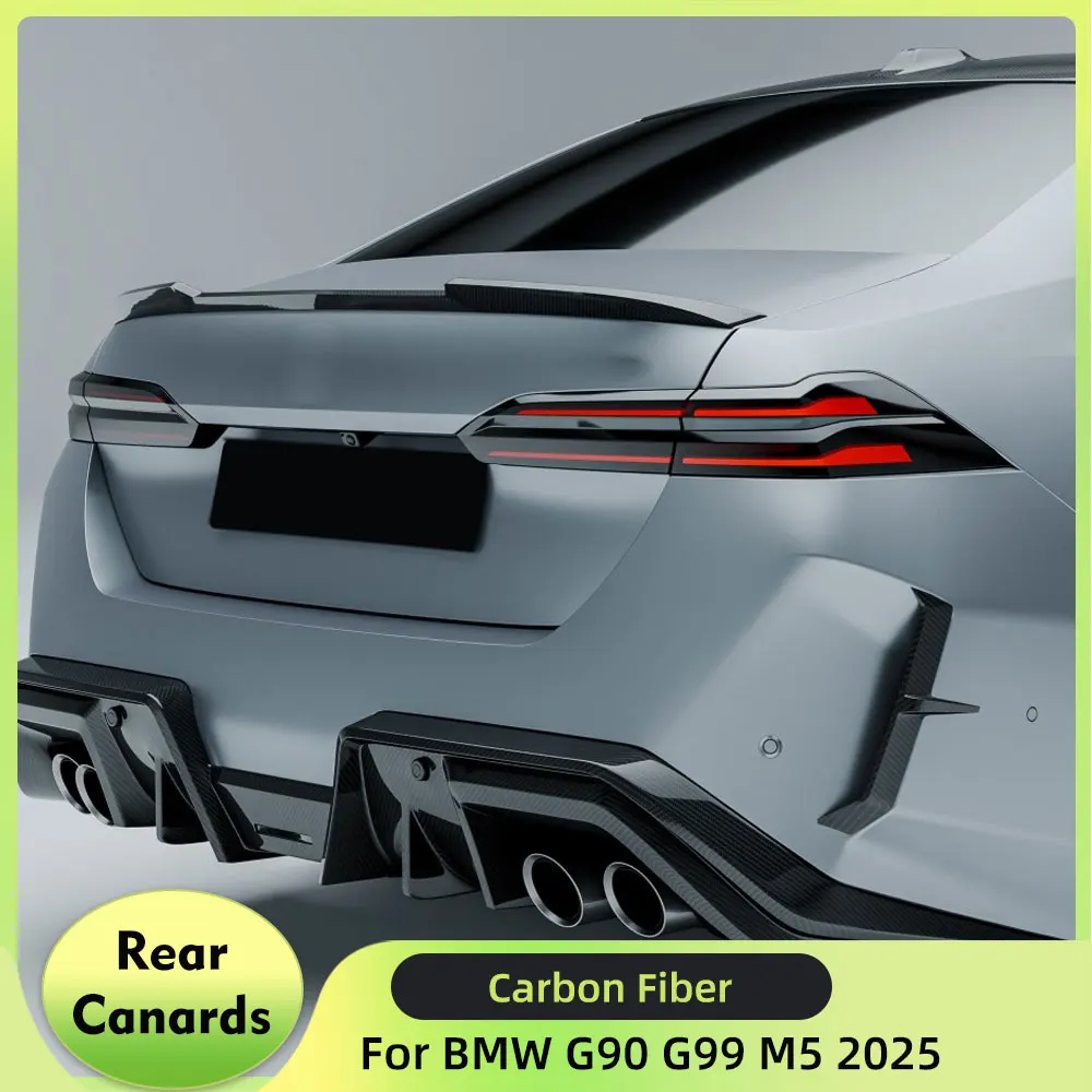 Car Carbon Fiber Rear Canards Fins Splitters For BMW M5 G90 G99 2025 Rear Bumper Air Vents Canards Fins