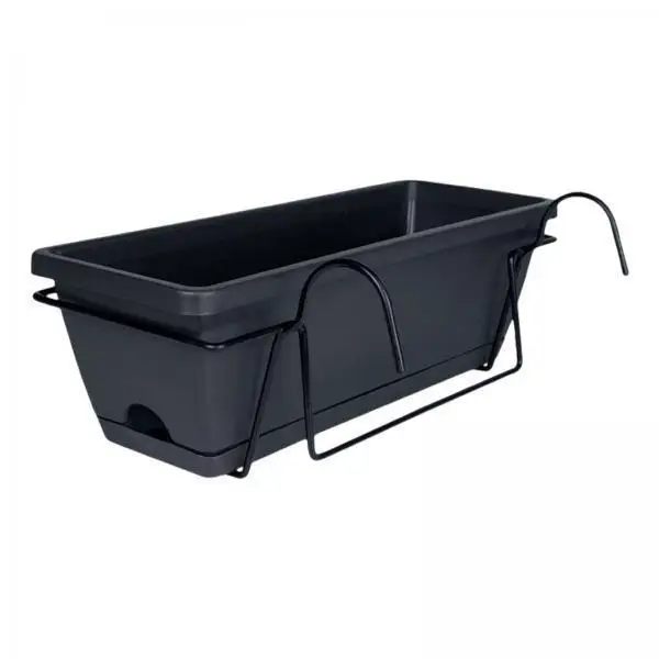 2x Hanging Planter for Balcony Railing Flowerpot with Rack And Tray, Ornament Plant Basket,Window Box Planter for Countryside