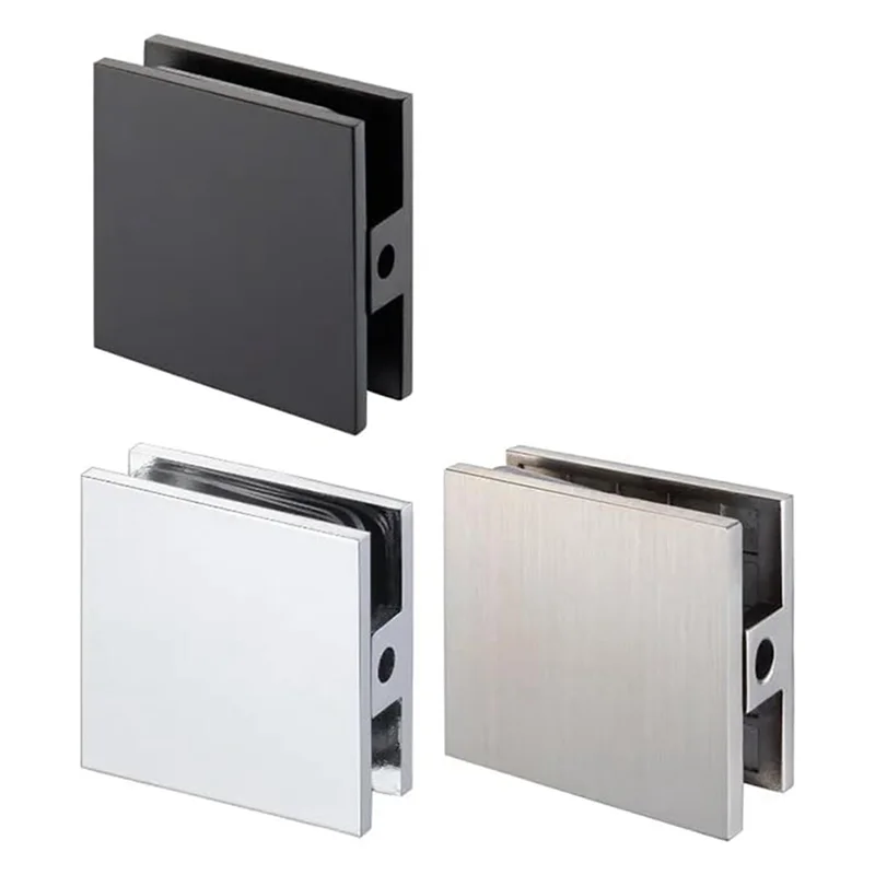 A26F-Brass Glass Clamp, Hole-In-Glass Fixed Panel U-Clamp,Square Screen Door Hardware For Bathroom For 5/16In To 1/2In