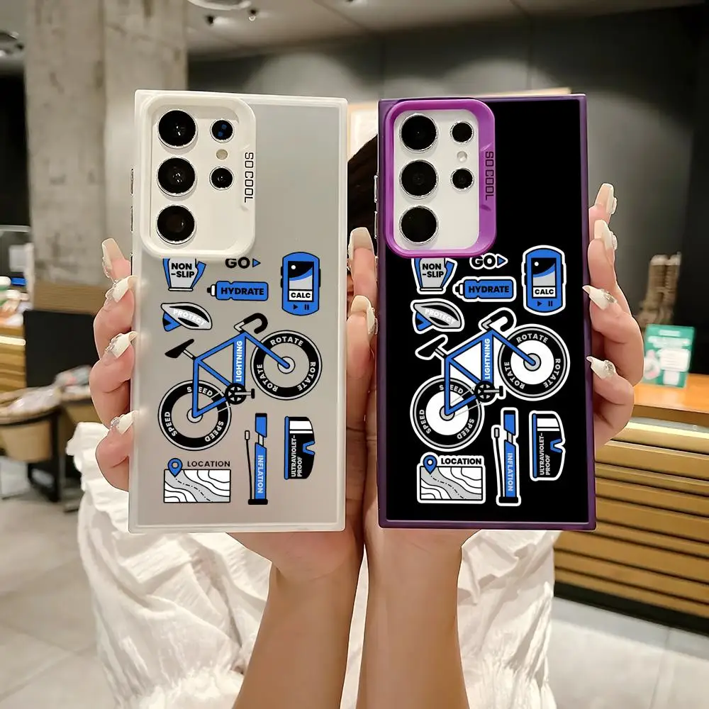 Blue bicycle Phone Case For Samsung Galaxy S25 Edge S24 S23 S22 S21 S20 Ultra Funda Silicone Colorful Silver Phone case