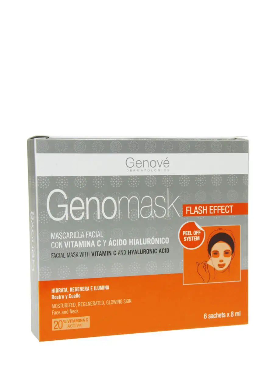 Genomask flash effect facial mask with vitamin c 6 units-hydrata regenerates and illuminates face and neck