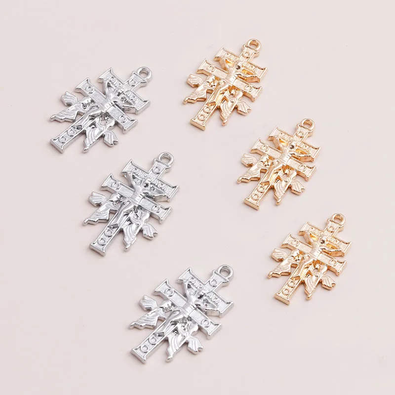 Leslie 10 Stück Vintage Gold Silber Farbe Jesus Kreuz Charms für Schmuckherstellung Punk Hip Hop Crucifx Anhänger Halskette Frauen Männer Diy – Detail 7