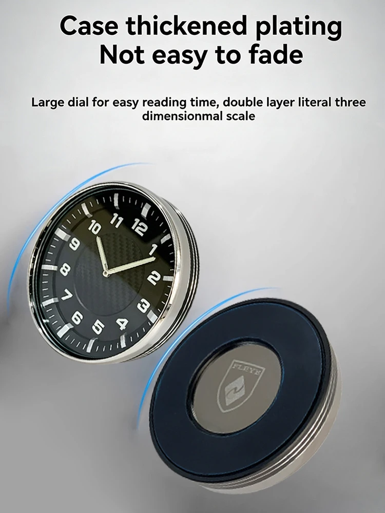 FLEYE Auto Clock Car Watch On-Board Clock   for Car Styling  Car Accessories  Ornament  Chrome Plated  Metal Frame  Carbon Fib view 5