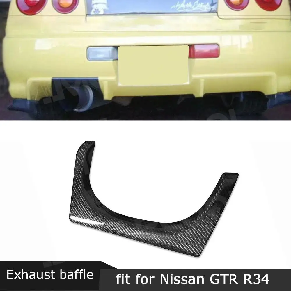 

For Nissan GTR R34 1999-2004 Rear Bumper Diffuser Exhaust Tips Tail Pipe Gas Vent Trim Hood Cover Carbon Fiber Car Accessories