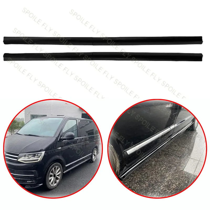 For Volkswagen VW T6 2015-2020 4PC Side Skirt Splitters Diffuser Bumper Spoiler Facelift Body kit High Quality Glossy Black