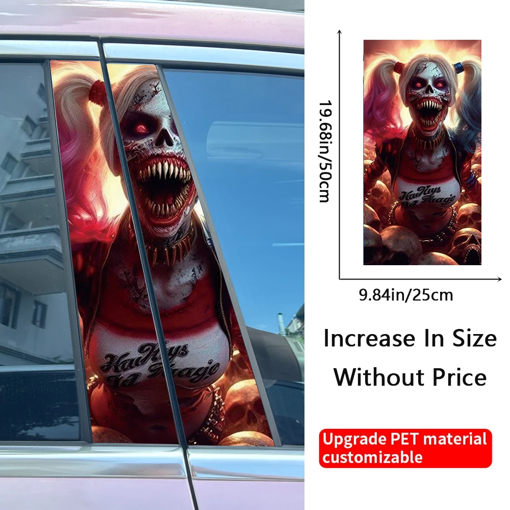 Zombie Joker Lady Car Stickers Auto B-pillar Car Center Column Decoration Cover Scratches Waterproof Decals Car Accessories