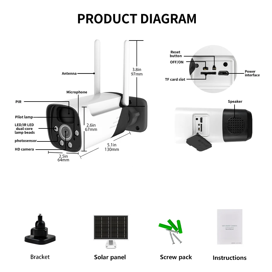 3MP Solar Powered Outdoor WIFI Security Camera CCTV Night Vision Full-Color High-Definition Camera PIR Human Detection ICSEE