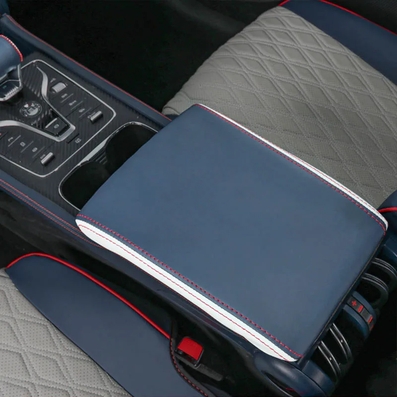 Car Armrest Storage Box Leather Protective Cover Auto Accessories For BYD Atto 3 Yuan Plus 2022 2023