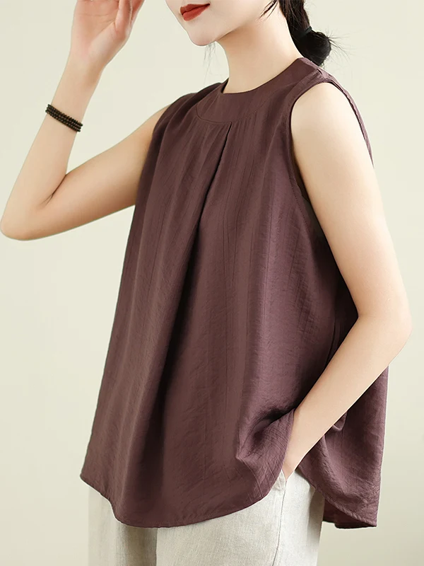 

Ladies Cotton Linen Loose Svel Vest Summer Top Age-Defng Personali Small irt Faionable Casual Wear